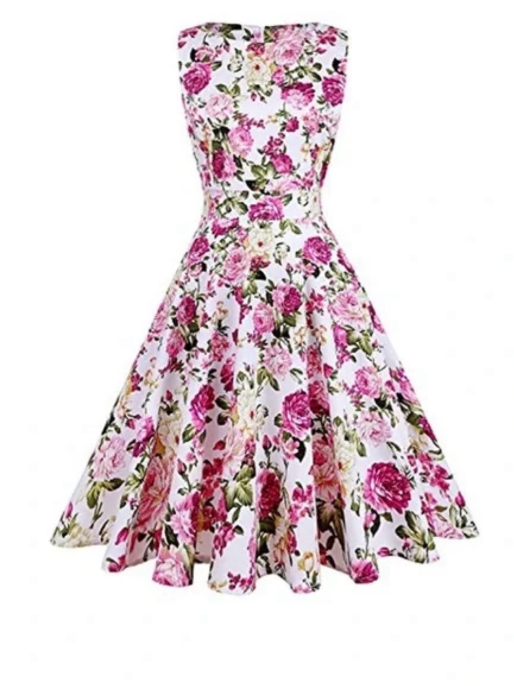 Sucrefas Floral Fit-and-Flare Strapless Dress in Pink
